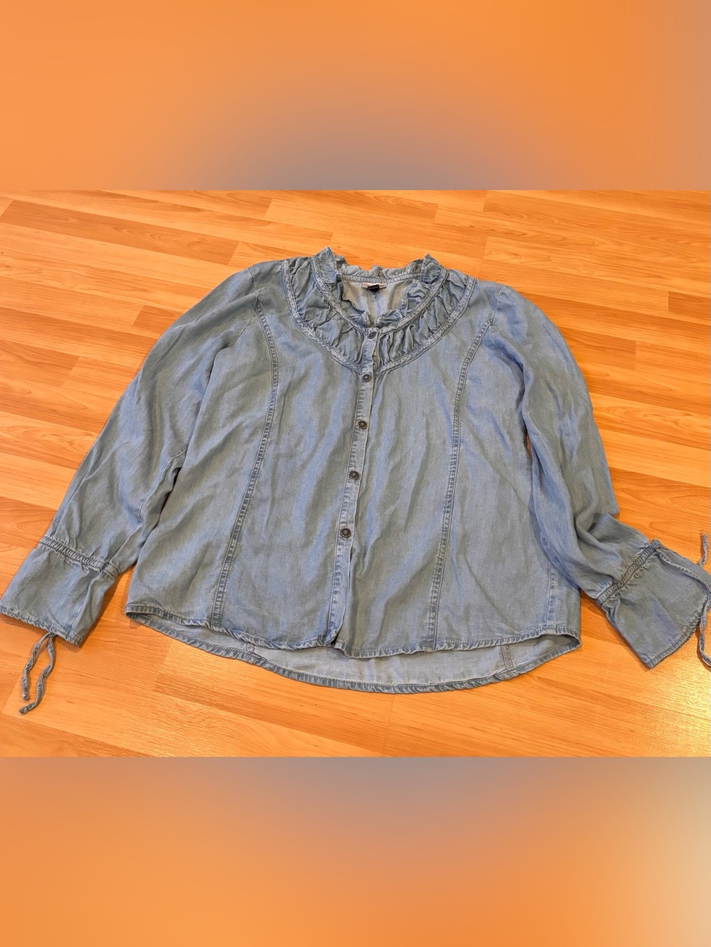 Tasha Polizzi Pleat Placket Chambray/ Denim Shirt